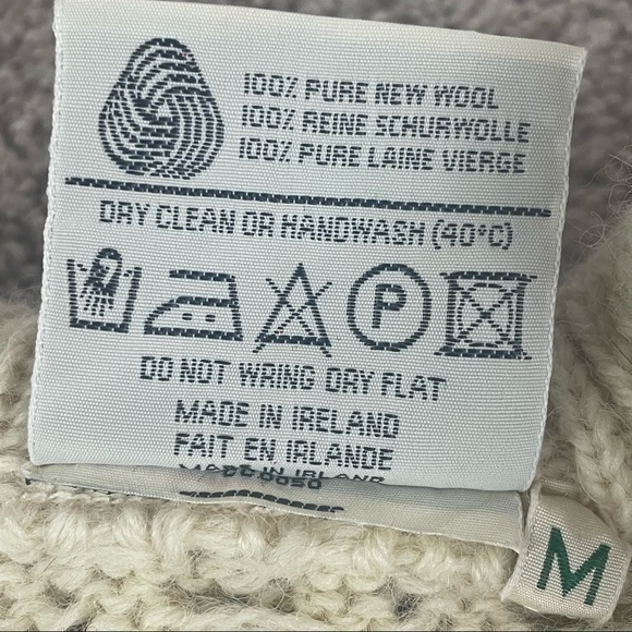 Gaeltarra Ireland Irish Aran Fisherman Ivory Wool Cable Knit Sweater Medium R1 - Picture 10 of 10